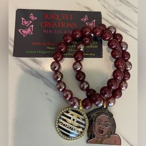 Elegant Burgundy Beaded Bracelet Set by